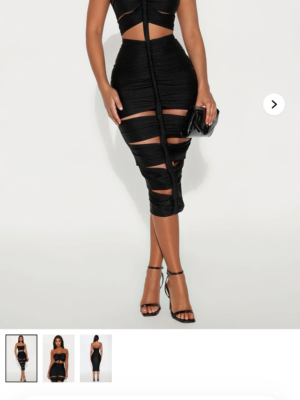 Black Strappy Cutout Midi Dress - Women